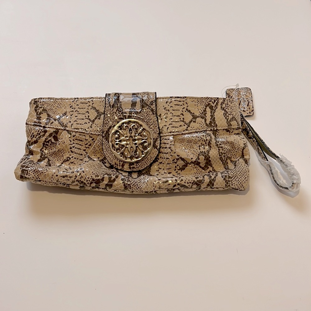 NWOT Solina Snakeskin Leather Wristlet